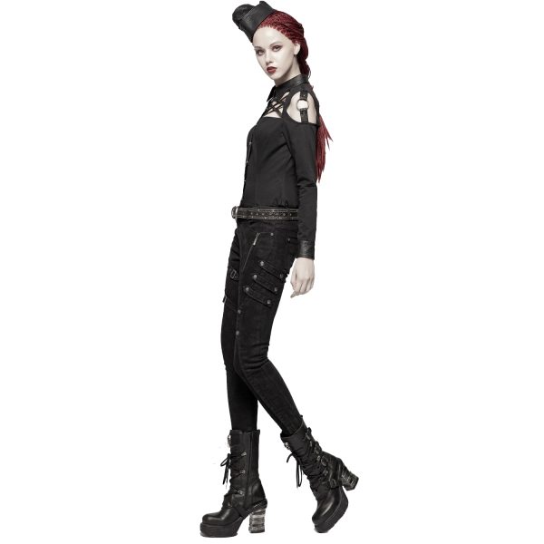 PUNK RAVE Pantalon ‘Gothic Trooper’ Noir SOLDES TOUT À 6