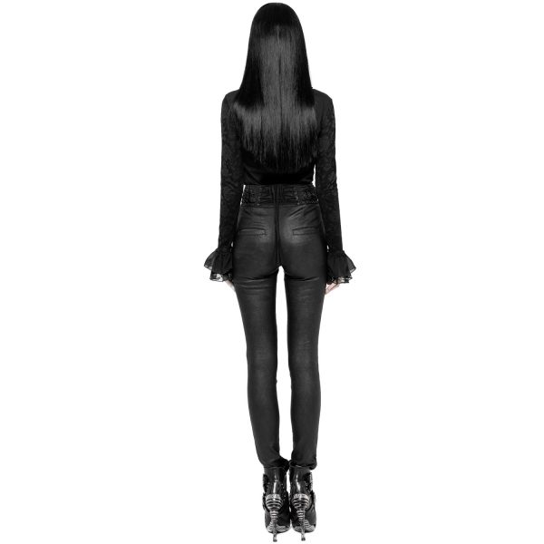 PUNK RAVE Pantalon Gothique ‘Black Soiree’ Noir à prix d'occasion 4