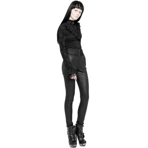 PUNK RAVE Pantalon Gothique ‘Black Soiree’ Noir à prix d'occasion 6