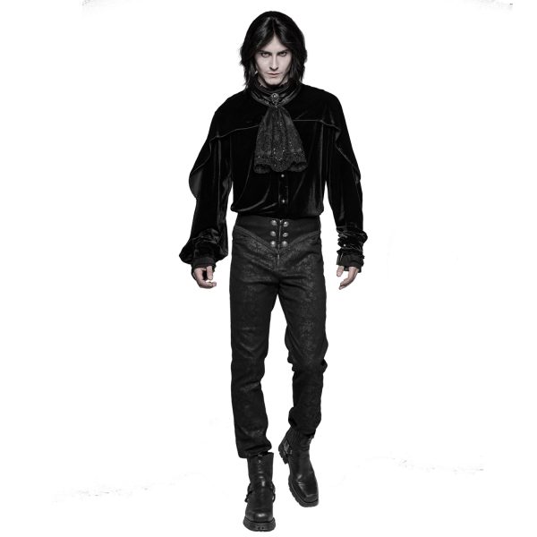 PUNK RAVE Pantalon Gothique Victorien ‘Florian’ Noir Nouvelle Collection 3