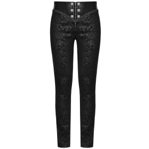 PUNK RAVE Pantalon Gothique Victorien ‘Florian’ Noir Nouvelle Collection 39