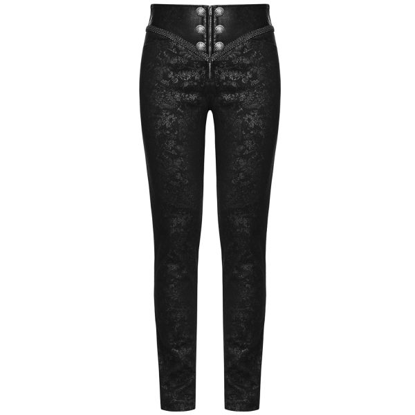 PUNK RAVE Pantalon Gothique Victorien ‘Florian’ Noir Nouvelle Collection 12