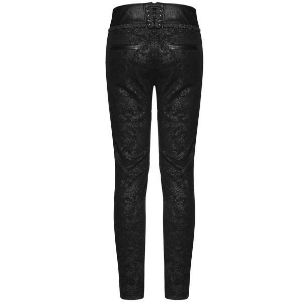 PUNK RAVE Pantalon Gothique Victorien ‘Florian’ Noir Nouvelle Collection 13