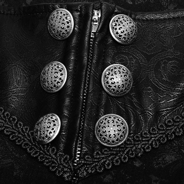 PUNK RAVE Pantalon Gothique Victorien ‘Florian’ Noir Nouvelle Collection 15