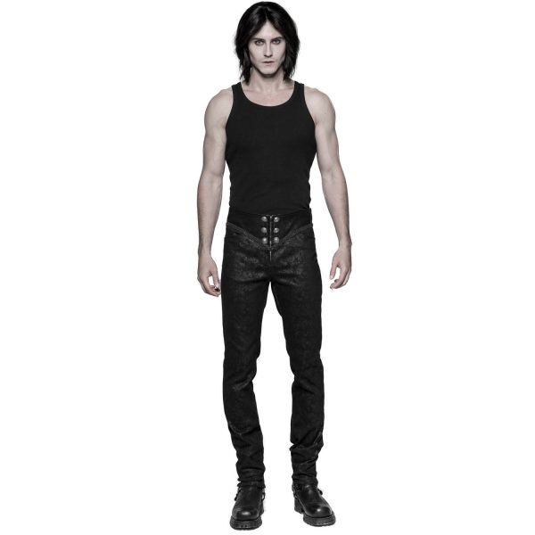 PUNK RAVE Pantalon Gothique Victorien ‘Florian’ Noir Nouvelle Collection 6