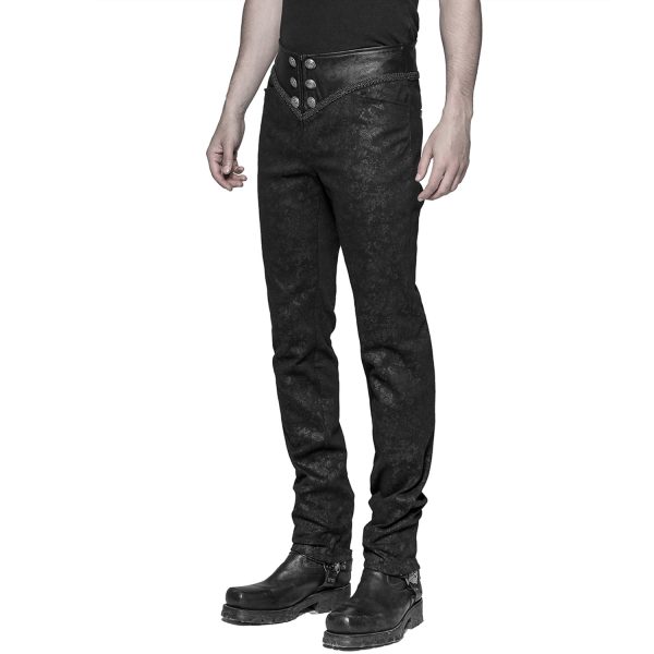 PUNK RAVE Pantalon Gothique Victorien ‘Florian’ Noir Nouvelle Collection 11