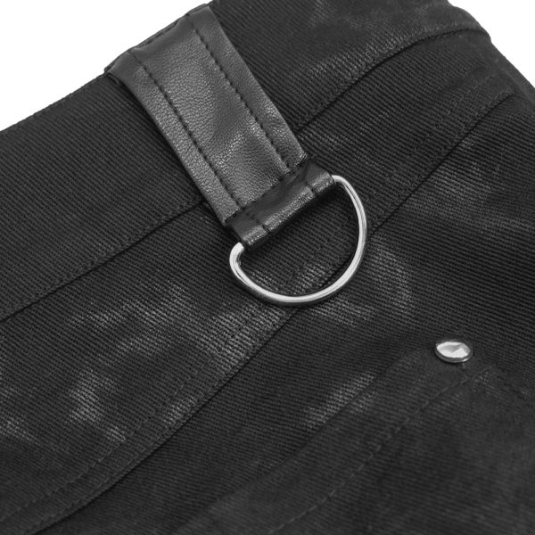 DEVIL FASHION Pantalon ‘Haboolm’ En Jean Et Simili Cuir Noirs en france 14