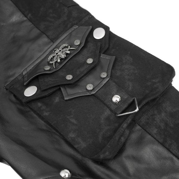 DEVIL FASHION Pantalon ‘Haboolm’ En Jean Et Simili Cuir Noirs en france 15