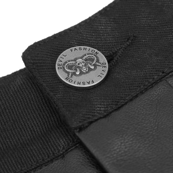 DEVIL FASHION Pantalon ‘Haboolm’ En Jean Et Simili Cuir Noirs en france 17