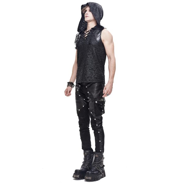 DEVIL FASHION Pantalon ‘Haboolm’ En Jean Et Simili Cuir Noirs en france 4