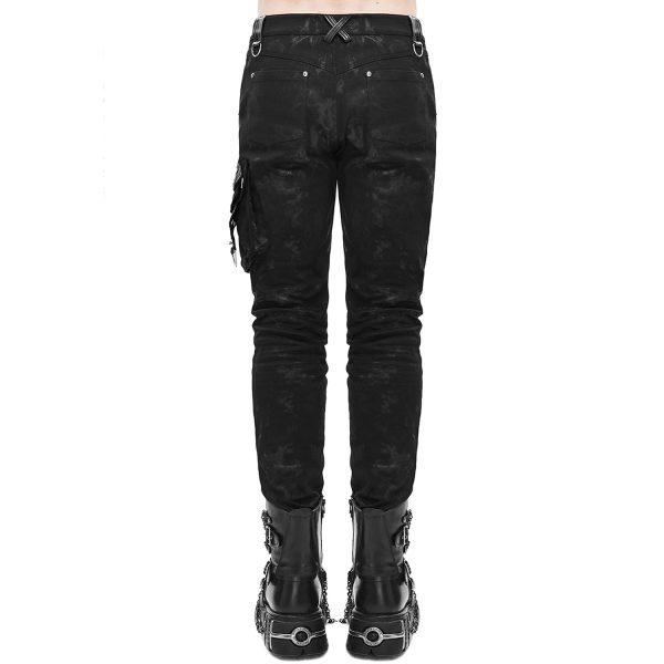 DEVIL FASHION Pantalon ‘Haboolm’ En Jean Et Simili Cuir Noirs en france 8