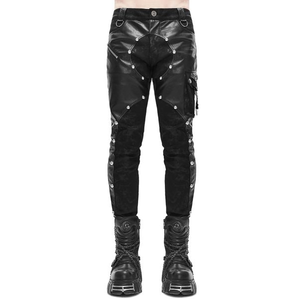 DEVIL FASHION Pantalon ‘Haboolm’ En Jean Et Simili Cuir Noirs en france 1