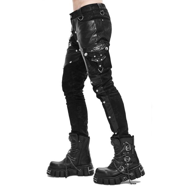 DEVIL FASHION Pantalon ‘Haboolm’ En Jean Et Simili Cuir Noirs en france 9