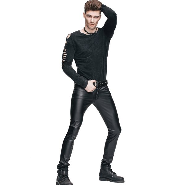 a Prix Discount DEVIL FASHION Pantalon ‘Hunter’ En Simili Cuir Noir 5