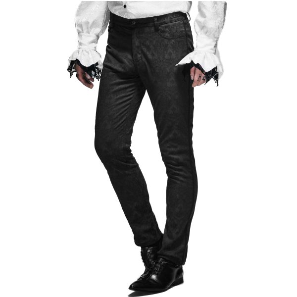 marques de renommée DEVIL FASHION Pantalon ‘Ishmael’ En Jacquard Noir 6