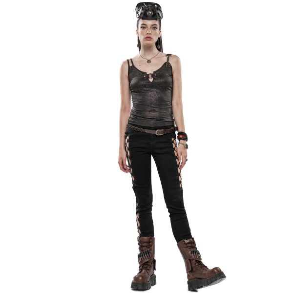 PUNK RAVE Pantalon ‘Kera’ Noir guranteed de qualité 5