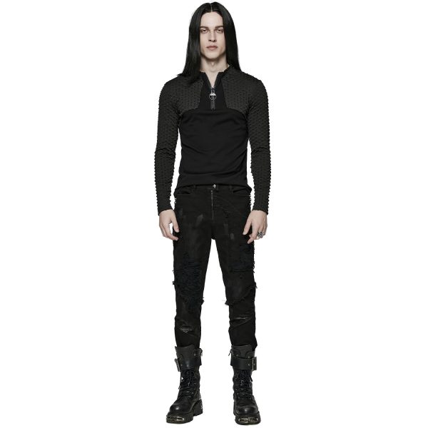 PUNK RAVE Pantalon ‘Punk Broken Hole Net’ Noir prix le plus bas 3