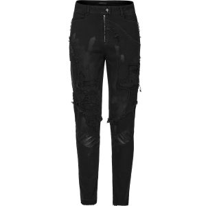 PUNK RAVE Pantalon ‘Punk Broken Hole Net’ Noir prix le plus bas 39