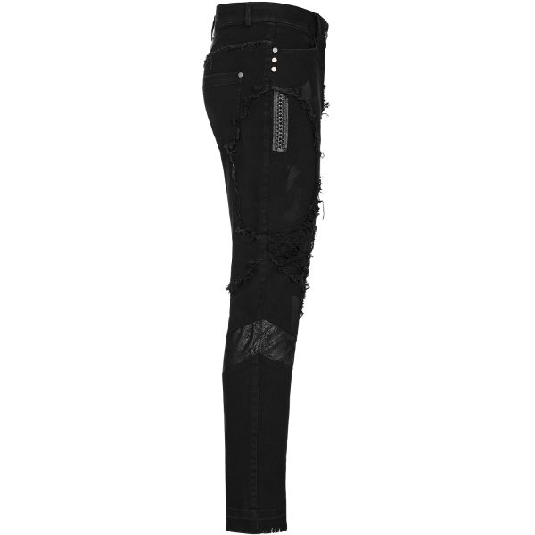 PUNK RAVE Pantalon ‘Punk Broken Hole Net’ Noir prix le plus bas 14