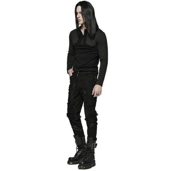 PUNK RAVE Pantalon ‘Punk Broken Hole Net’ Noir prix le plus bas 5