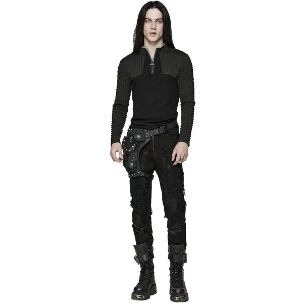 PUNK RAVE Pantalon ‘Punk Broken Hole Net’ Noir prix le plus bas 6