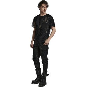 PUNK RAVE Pantalon ‘Punk Broken Hole Net’ Noir prix le plus bas 29