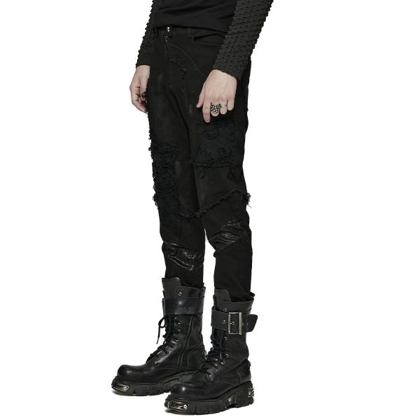 PUNK RAVE Pantalon ‘Punk Broken Hole Net’ Noir prix le plus bas 11