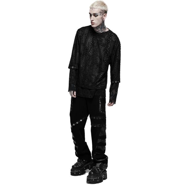 Pas Cher Magasin Soldes PUNK RAVE Pantalon ‘Punk Stylish’ Noir 3