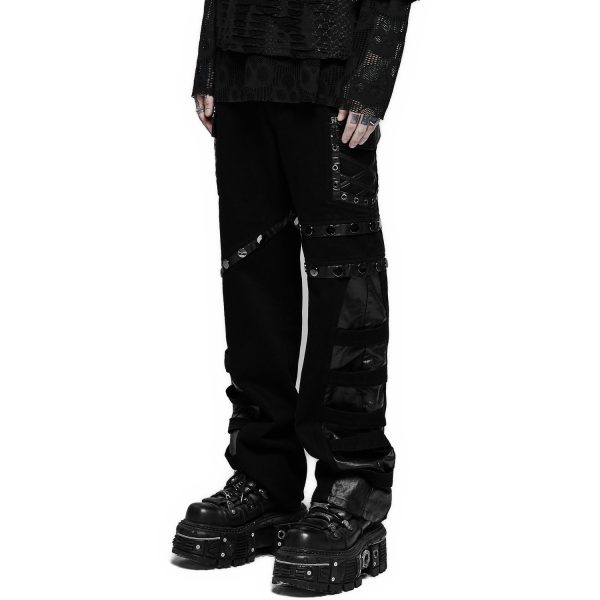 Pas Cher Magasin Soldes PUNK RAVE Pantalon ‘Punk Stylish’ Noir 12
