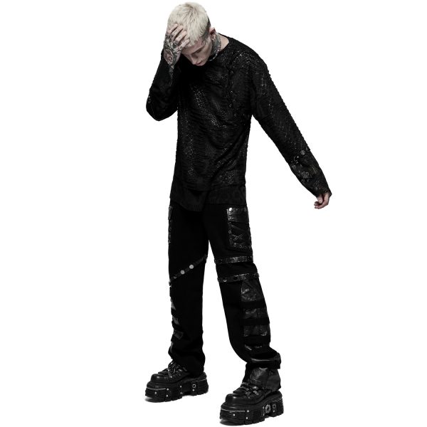 Pas Cher Magasin Soldes PUNK RAVE Pantalon ‘Punk Stylish’ Noir 6