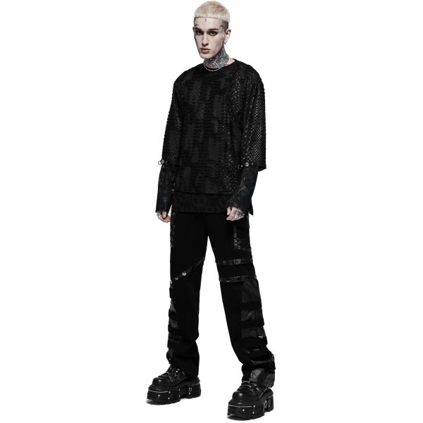 Pas Cher Magasin Soldes PUNK RAVE Pantalon ‘Punk Stylish’ Noir 7