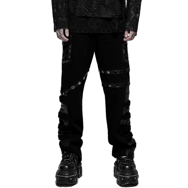 Pas Cher Magasin Soldes PUNK RAVE Pantalon ‘Punk Stylish’ Noir 10