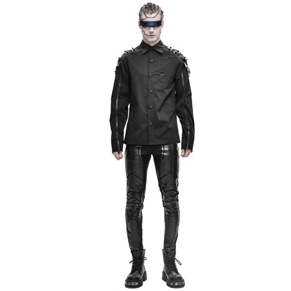 vente à bas prix DEVIL FASHION Pantalon Skinny ‘Robot Armor’ Noir Pour Hommes 3