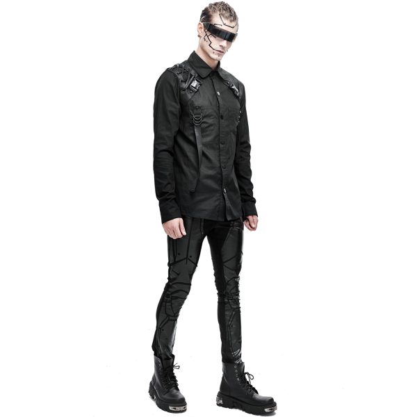 vente à bas prix DEVIL FASHION Pantalon Skinny ‘Robot Armor’ Noir Pour Hommes 5