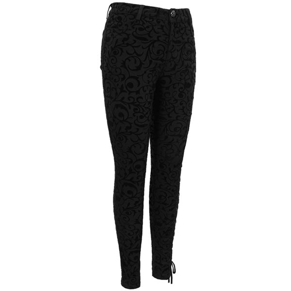 boutique en ligne france DEVIL FASHION Pantalon ‘Slim Lace’ Noir 12