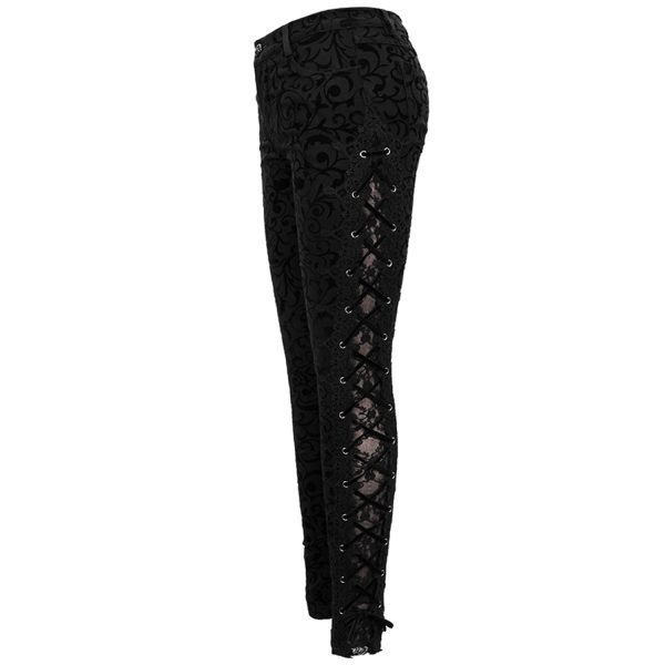boutique en ligne france DEVIL FASHION Pantalon ‘Slim Lace’ Noir 13
