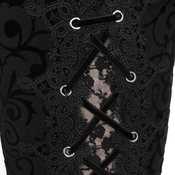 boutique en ligne france DEVIL FASHION Pantalon ‘Slim Lace’ Noir 17
