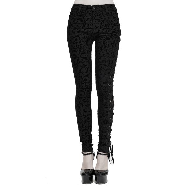 boutique en ligne france DEVIL FASHION Pantalon ‘Slim Lace’ Noir 5