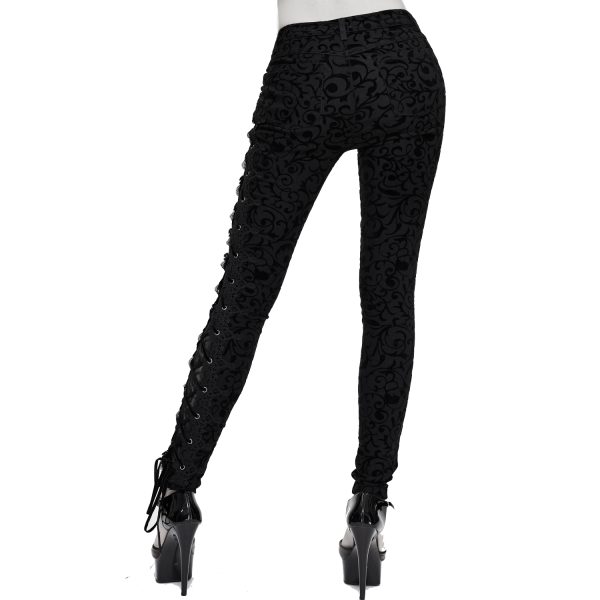 boutique en ligne france DEVIL FASHION Pantalon ‘Slim Lace’ Noir 6