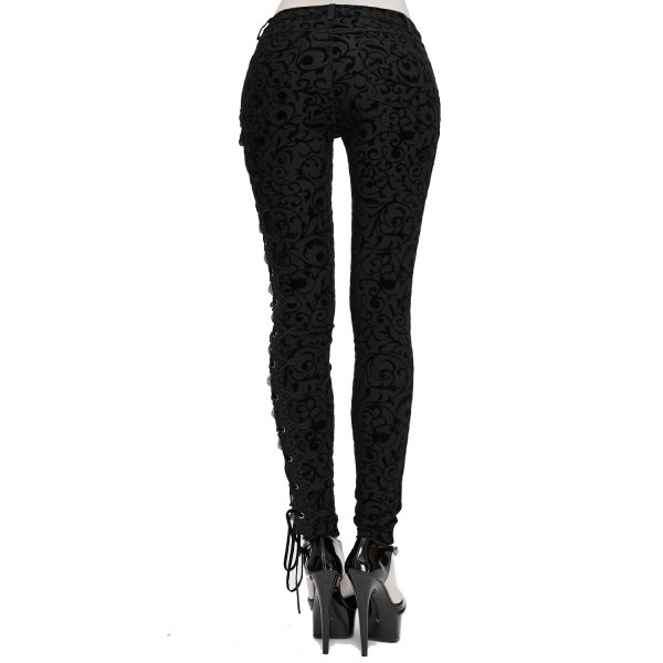 boutique en ligne france DEVIL FASHION Pantalon ‘Slim Lace’ Noir 7