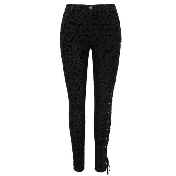 boutique en ligne france DEVIL FASHION Pantalon ‘Slim Lace’ Noir 10