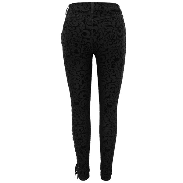 boutique en ligne france DEVIL FASHION Pantalon ‘Slim Lace’ Noir 11