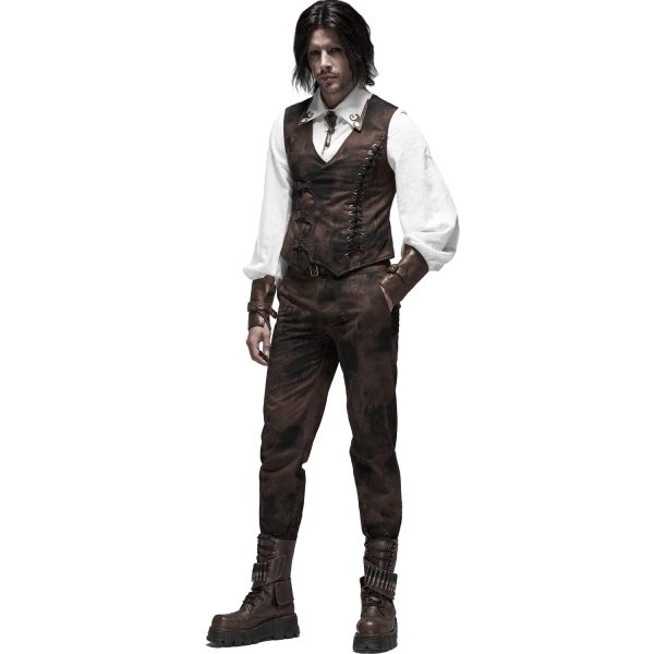 haute qualité PUNK RAVE Pantalon Steampunk ‘Coyote’ Marron 3