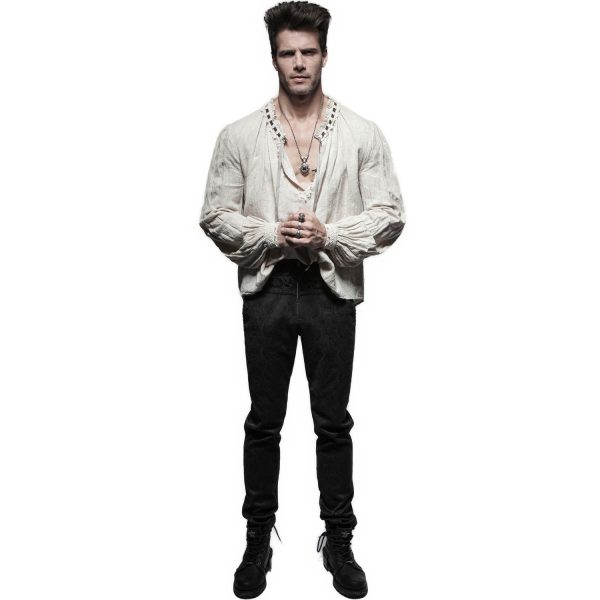 PUNK RAVE Pantalon ‘Torero’ En Brocart Noir vente pas cher 3