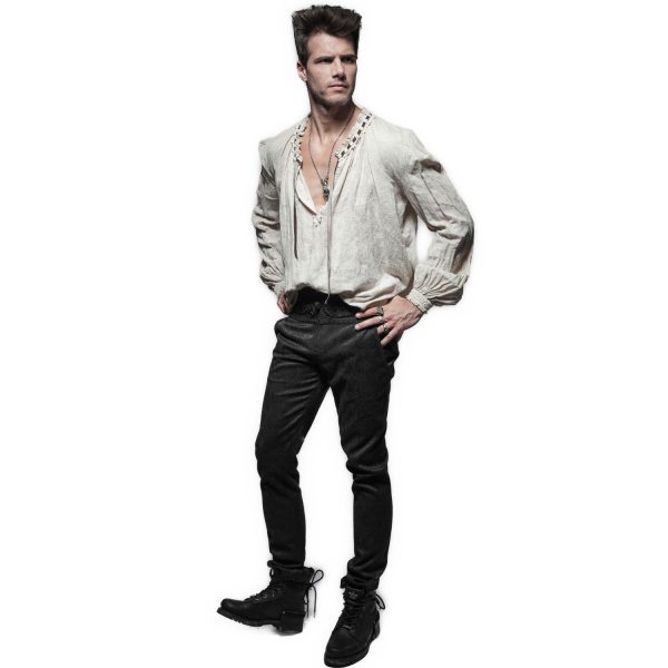 PUNK RAVE Pantalon ‘Torero’ En Brocart Noir vente pas cher 4