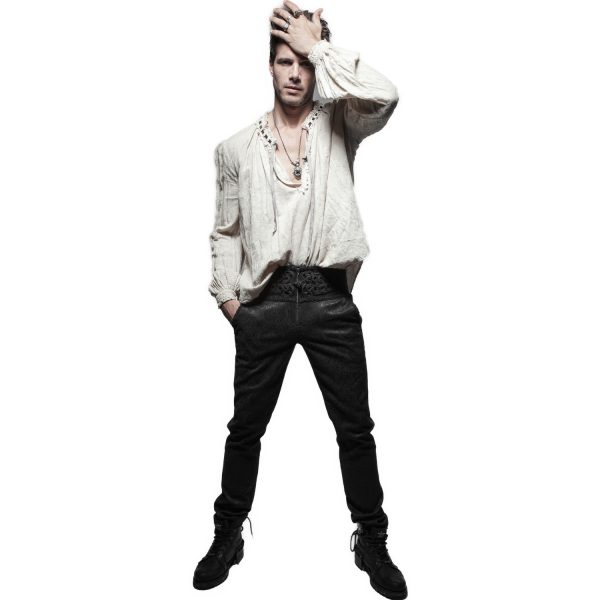 PUNK RAVE Pantalon ‘Torero’ En Brocart Noir vente pas cher 5