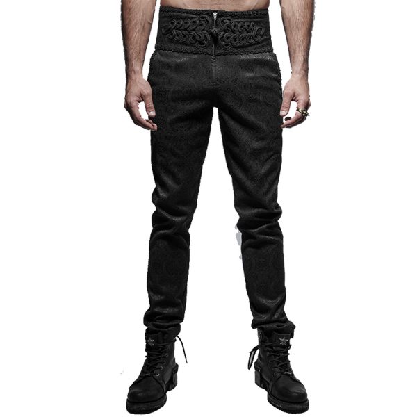 PUNK RAVE Pantalon ‘Torero’ En Brocart Noir vente pas cher 6