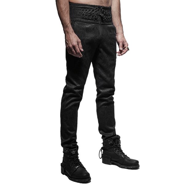 PUNK RAVE Pantalon ‘Torero’ En Brocart Noir vente pas cher 8
