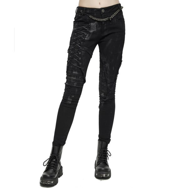 offre spéciale DEVIL FASHION Pantalon ‘Wasteland’ Noir Pour Femmes 6