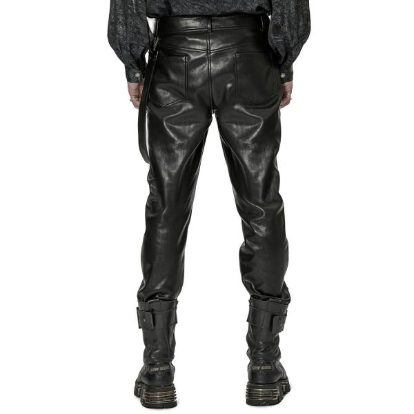 boutiqued pas cher PUNK RAVE Pantalon ‘Xanthus’ En Simili Cuir Noir 18